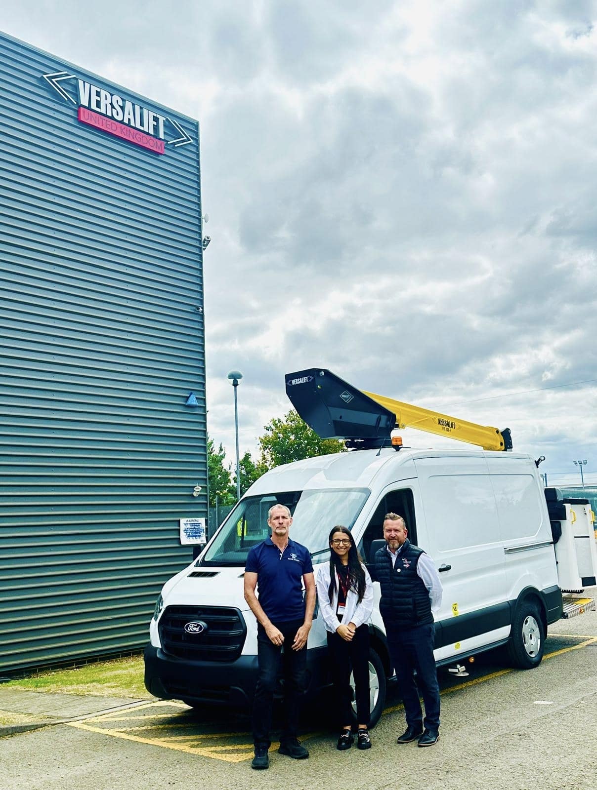 Robert Jinks and Tsunami Bhinder from Ford, with Chris Wrenn, Head of Sales at Versalift
